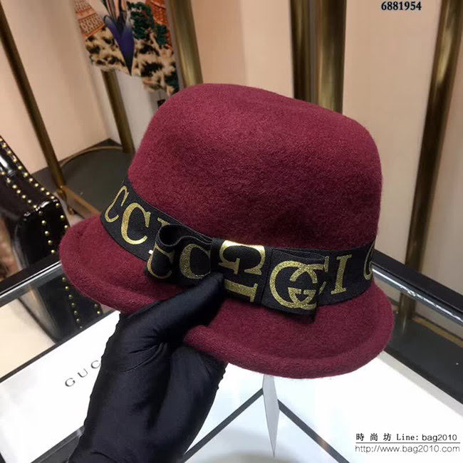 GUCCI古馳 火爆款 2018秋冬新品 圓頂羊毛盆帽 漁夫帽 6881954 LLWJ6293